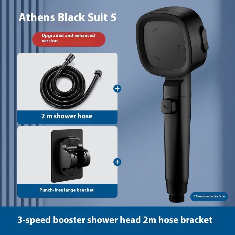 Three-speed Filter Supercharged Square Shower Head Handheld Nozzle - www.Shopthatapp.com
