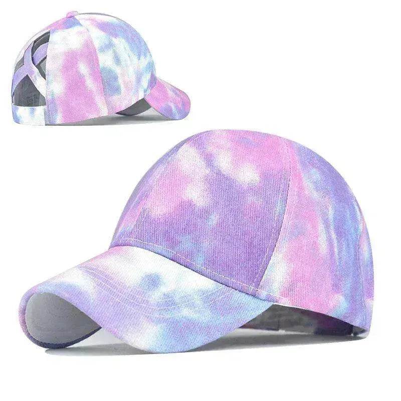 Tie-Dye Hat Pure Cotton Sun Visors Ponytail Cap - www.Shopthatapp.com #
