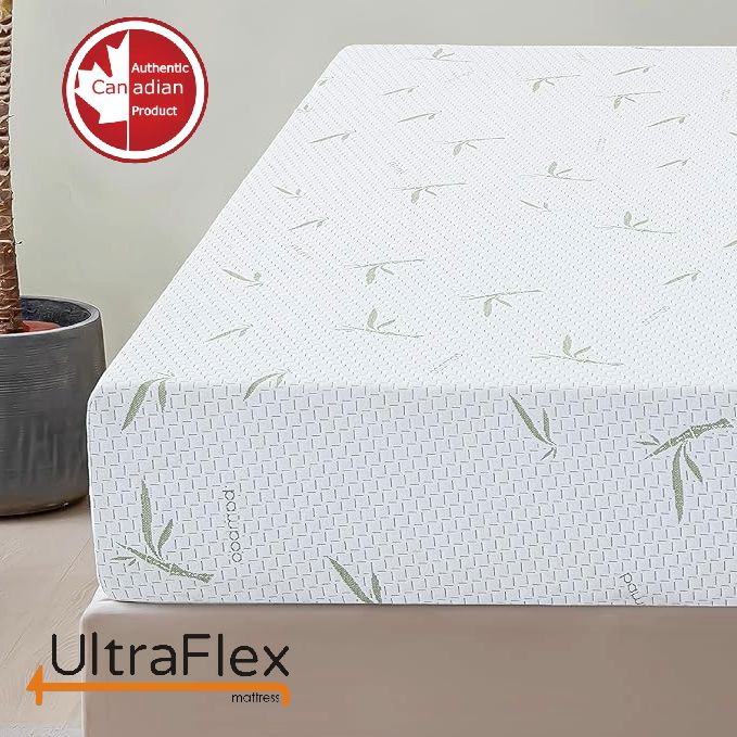UltraFlex EasySleep- Canadian-Made Medium Firm Gel Infused Reversible Comfort With Pressure Relief, Cooling Technology, Bamboo Cover, CertiPUR-US® Certified Foam Eco-Friendly Mattress (Made in Canada) - www.Shopthatapp.com