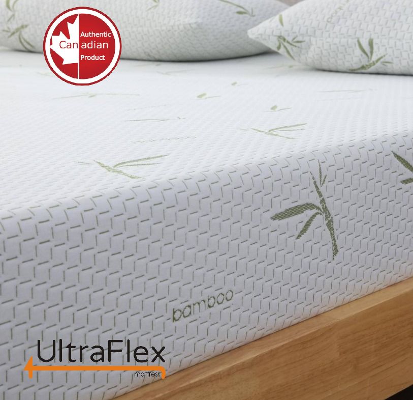 UltraFlex EasySleep- Canadian-Made Medium Firm Gel Infused Reversible Comfort With Pressure Relief, Cooling Technology, Bamboo Cover, CertiPUR-US® Certified Foam Eco-Friendly Mattress (Made in Canada) - www.Shopthatapp.com