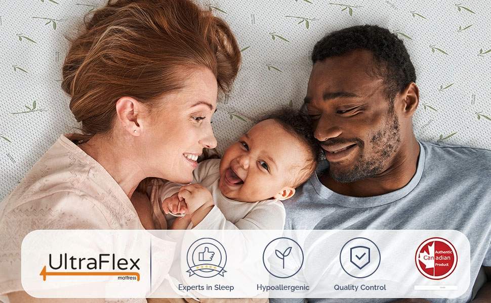 UltraFlex EasySleep- Canadian-Made Medium Firm Gel Infused Reversible Comfort With Pressure Relief, Cooling Technology, Bamboo Cover, CertiPUR-US® Certified Foam Eco-Friendly Mattress (Made in Canada) - www.Shopthatapp.com