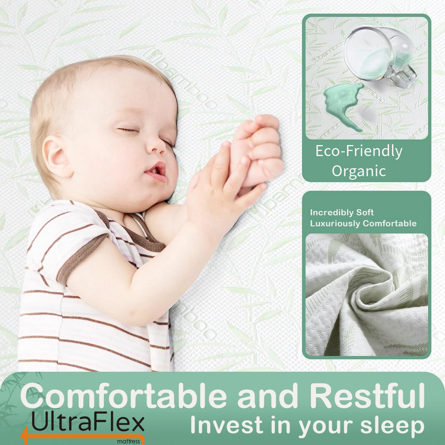 UltraFlex EasySleep- Canadian-Made Medium Firm Gel Infused Reversible Comfort With Pressure Relief, Cooling Technology, Bamboo Cover, CertiPUR-US® Certified Foam Eco-Friendly Mattress (Made in Canada) - www.Shopthatapp.com