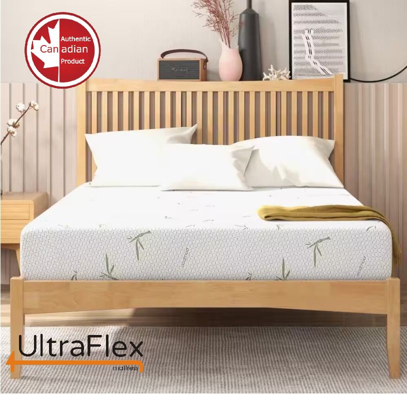 UltraFlex EasySleep- Canadian-Made Medium Firm Gel Infused Reversible Comfort With Pressure Relief, Cooling Technology, Bamboo Cover, CertiPUR-US® Certified Foam Eco-Friendly Mattress (Made in Canada) - www.Shopthatapp.com
