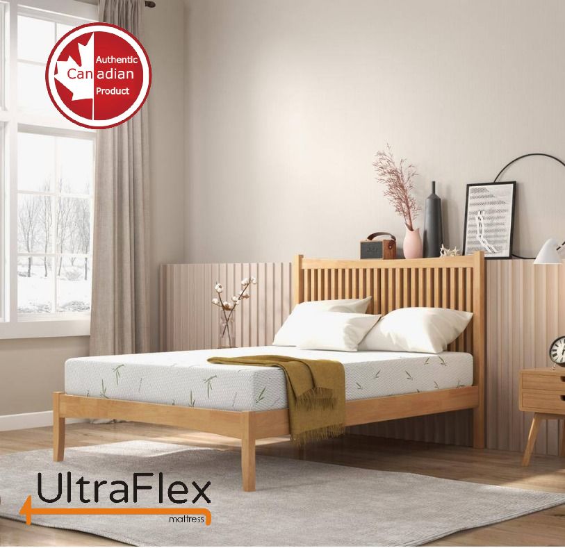 UltraFlex EasySleep- Canadian-Made Medium Firm Gel Infused Reversible Comfort With Pressure Relief, Cooling Technology, Bamboo Cover, CertiPUR-US® Certified Foam Eco-Friendly Mattress (Made in Canada) - www.Shopthatapp.com