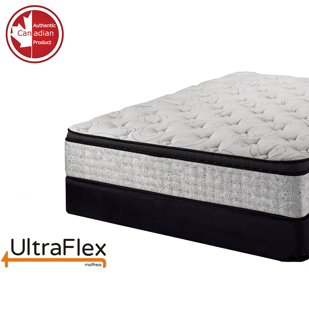 UltraFlex OASIS- 12” Hybrid Orthopedic Eurotop, Spinal Care Pocket Coil, Premium High Density Foam Encased, Pressure Relieving Comfort Foam and HDcoil Pocketed, Eco-Friendly Mattress (Made in Canada) With WaterProof Mattress Protector - www.Shopthatapp.com
