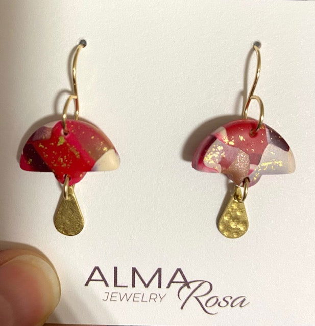 Umbrella Raindrop Earrings - Polymer Clay with 14K Gold Filled Ear wires-Jewellery-www.Shopthatapp.com-Alma Rosa Jewelry