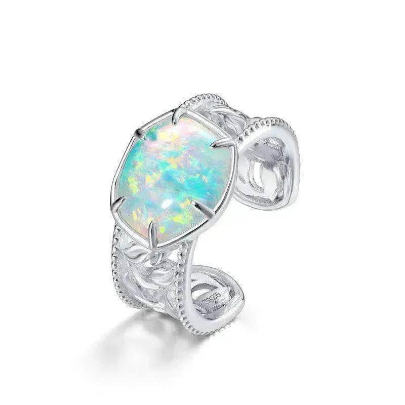 Unique and Simple Geometric Opal S925 Sterling Silver Ring - www.Shopthatapp.com