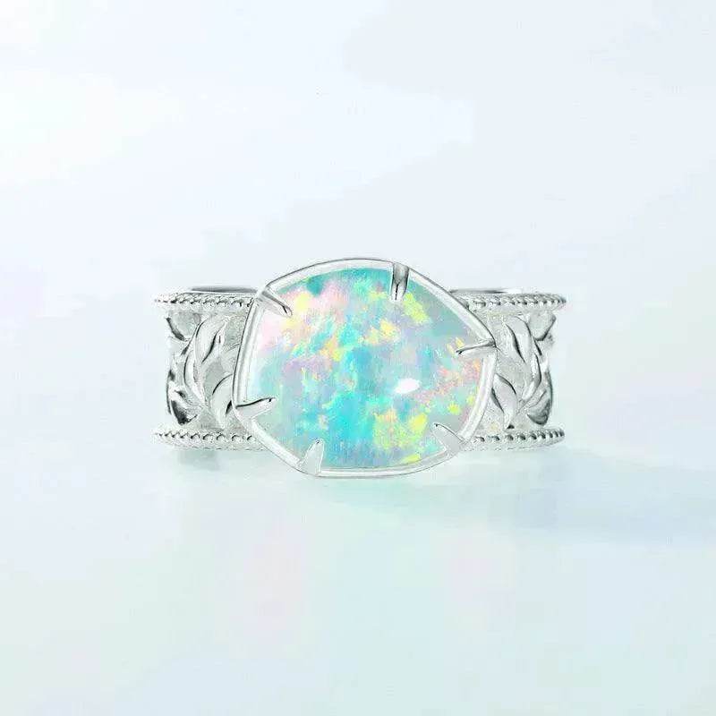 Unique and Simple Geometric Opal S925 Sterling Silver Ring - www.Shopthatapp.com