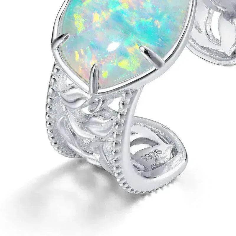Unique and Simple Geometric Opal S925 Sterling Silver Ring - www.Shopthatapp.com