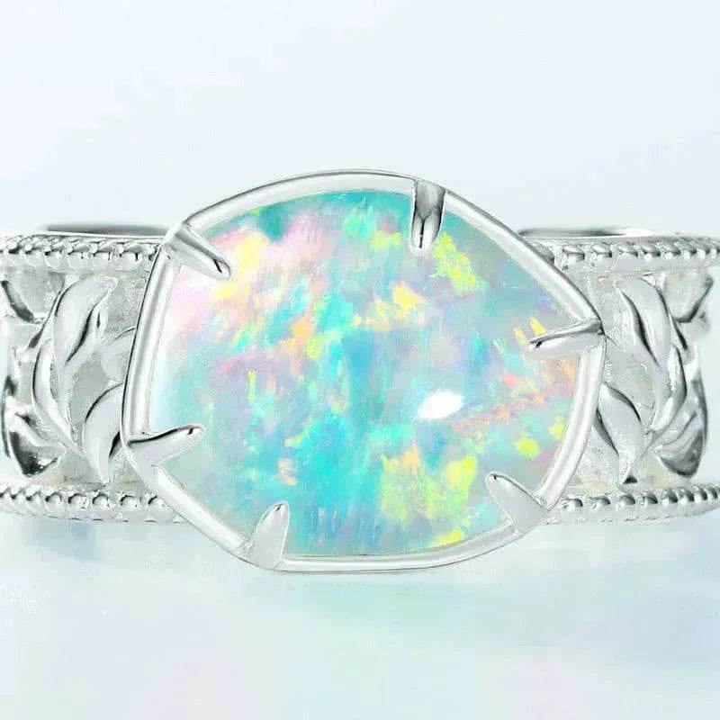 Unique and Simple Geometric Opal S925 Sterling Silver Ring - www.Shopthatapp.com