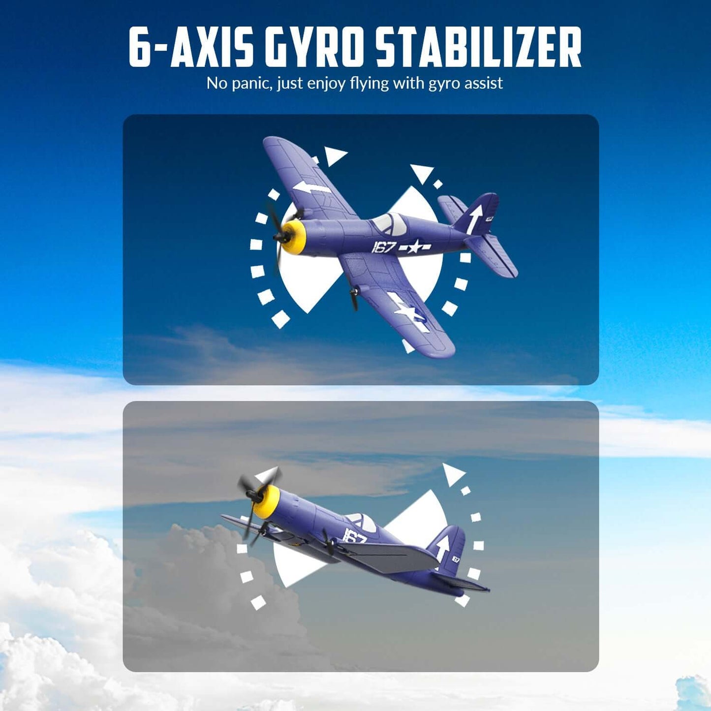 Volantex RC F4U Corsair 3CH RTF EPP Plane w/ Gyro 2.4GHz for Kids & Beginners - www.Shopthatapp.com #