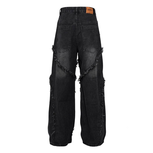 Wash Distressed Stitching Baggy Jeans Pant With Whiskers Same Style For Men And Women - www.Shopthatapp.com #
