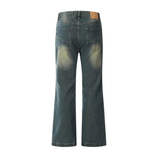 Washing Indentation Denim Bootcut Jeans Pants Men - www.Shopthatapp.com #