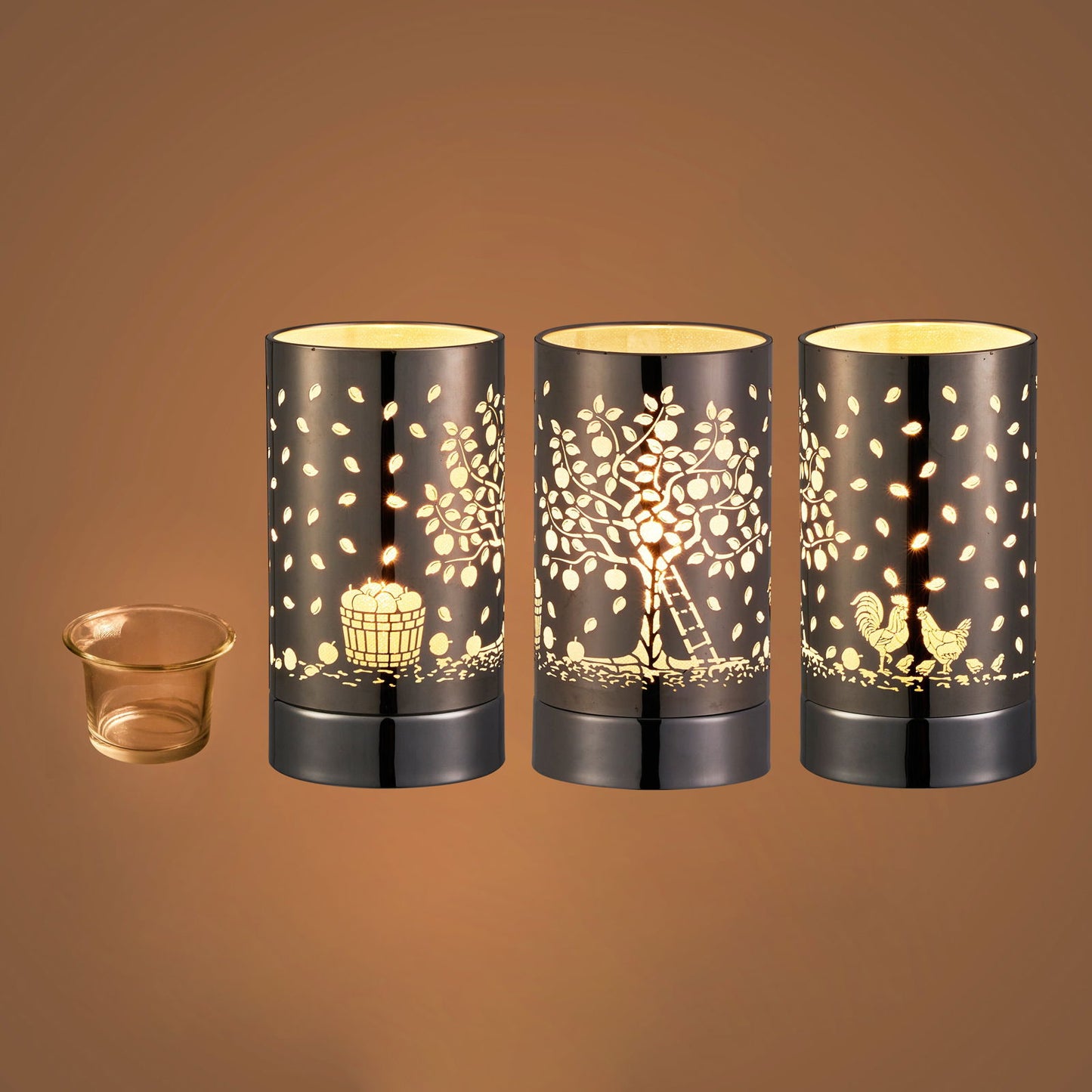 7" Touch lamp/Oil burner/Wax warmer - Silver Apple Tree - Www.Shopthatapp.com
