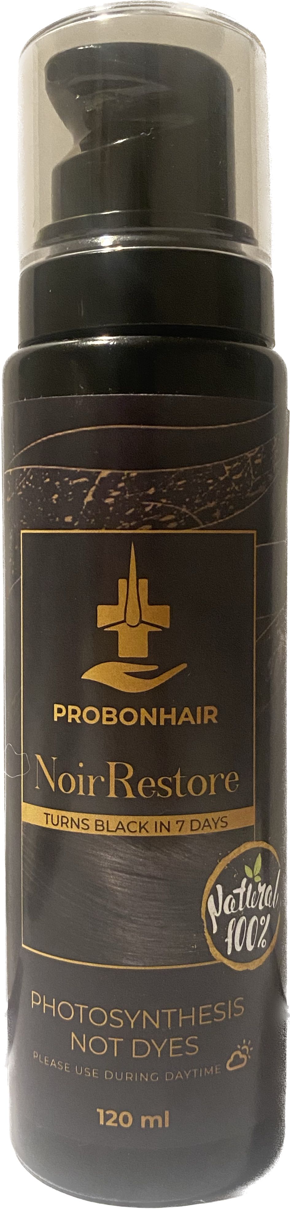 Solution pour cheveux gris NoirRestore : transformez vos cheveux gris en cheveux noirs en seulement 7 jours ! 120 ml