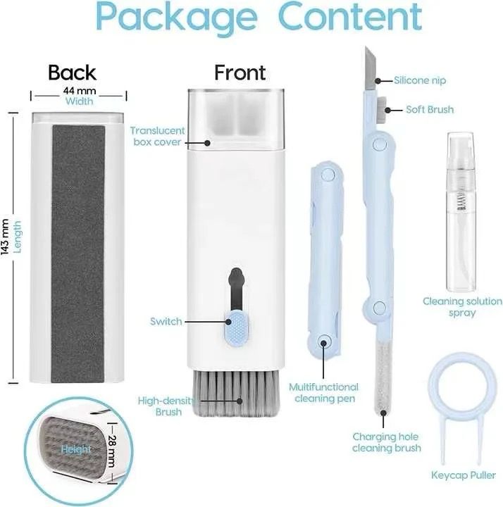 Kit de nettoyage 7 en 1 pour clavier, écouteurs, appareils électroniques, brosse de nettoyage pour ordinateur et téléphone