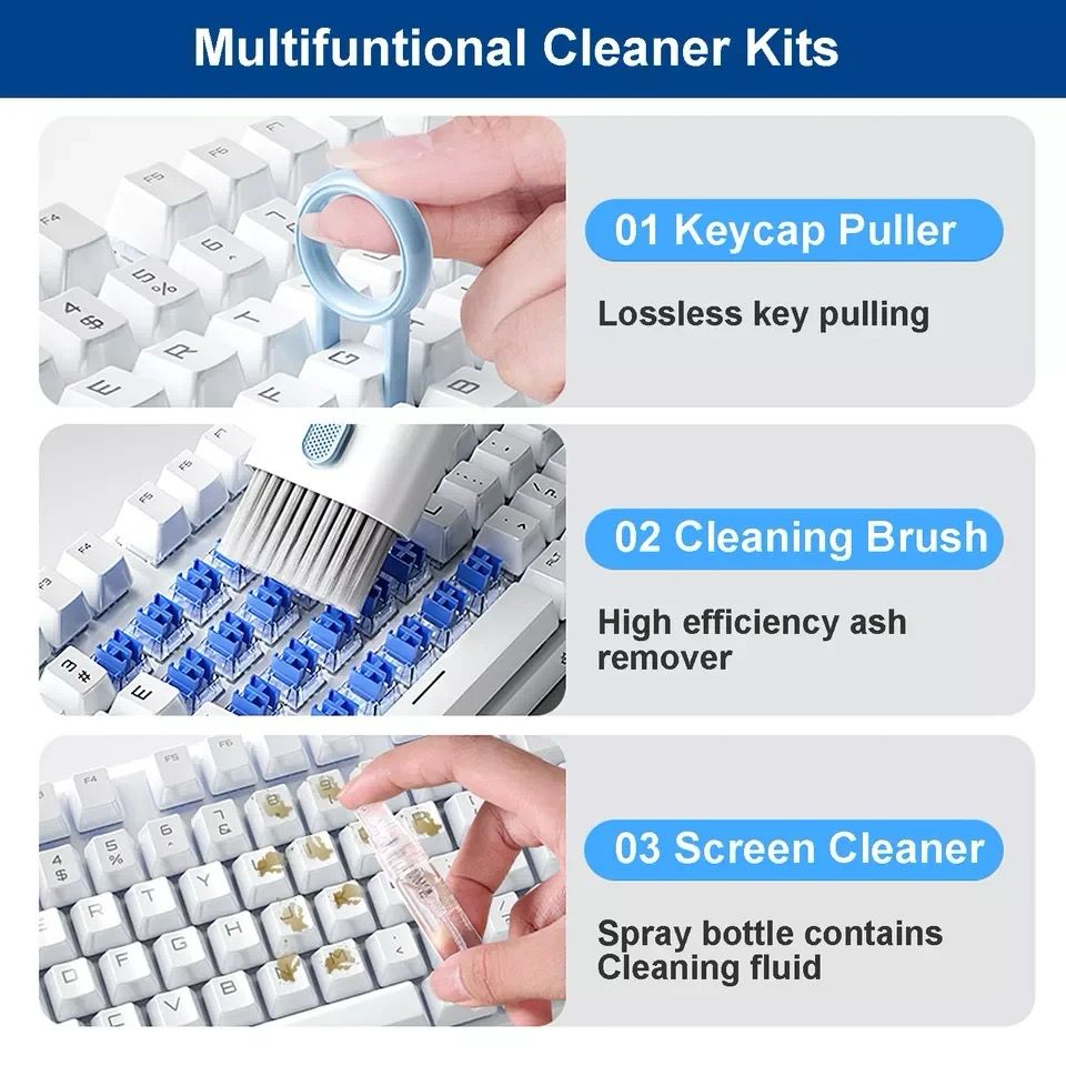 Kit de nettoyage 7 en 1 pour clavier, écouteurs, appareils électroniques, brosse de nettoyage pour ordinateur et téléphone