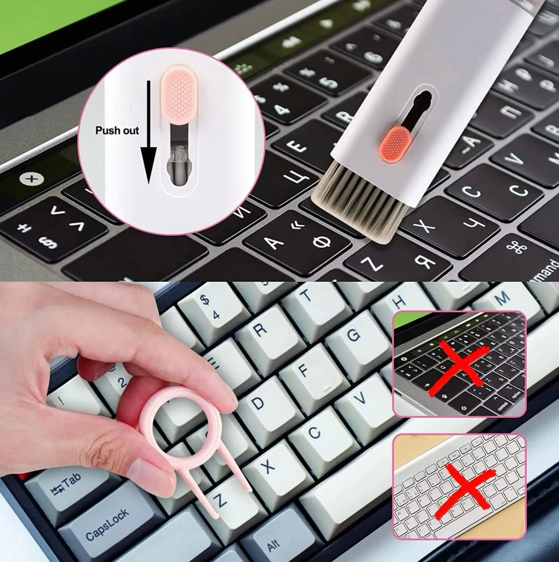 Kit de nettoyage 7 en 1 pour clavier, écouteurs, appareils électroniques, brosse de nettoyage pour ordinateur et téléphone