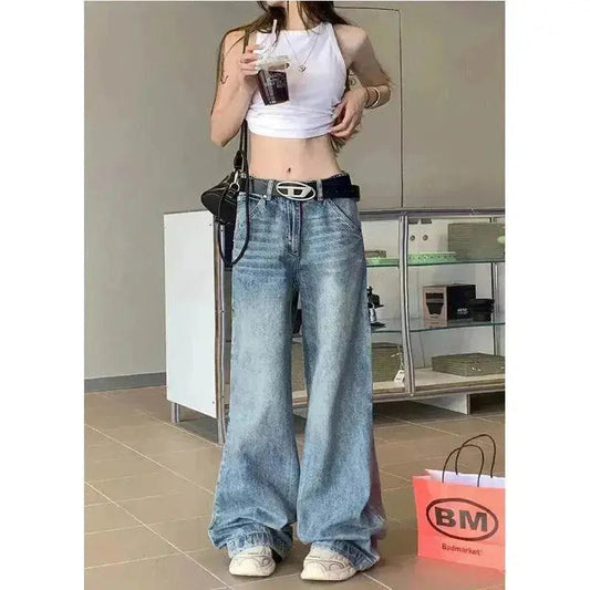 Wide leg Baggy Cargo street Denim Jeans Pant Boyfriend jeans trouser - www.Shopthatapp.com