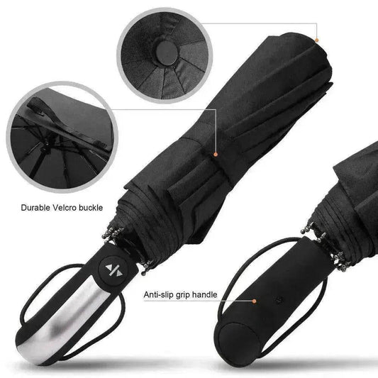 Windproof Auto Luxury Umbrella for Rain, Black Coating - www.Shopthatapp.com