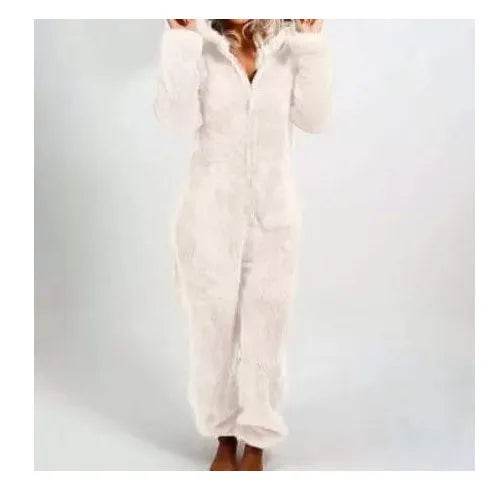 Women Polar Bear Winter hooded pajamas Jumpsuit Lounge wear Sleep wear - www.Shopthatapp.com #