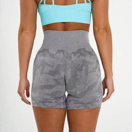 Women's Camo Jacquard Seamless Gym Shorts - www.Shopthatapp.com #