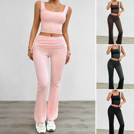 Women's Fashion Casual Solid Color Vest Body-hugging Suit - www.Shopthatapp.com #