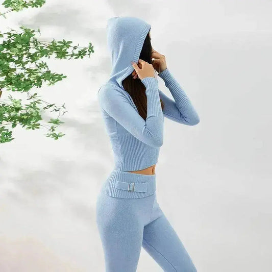 Women's Comfortable Hoodie Leisure Charming Long Sleeve Sweater And High Waist Long Pants Suit - www.Shopthatapp.com