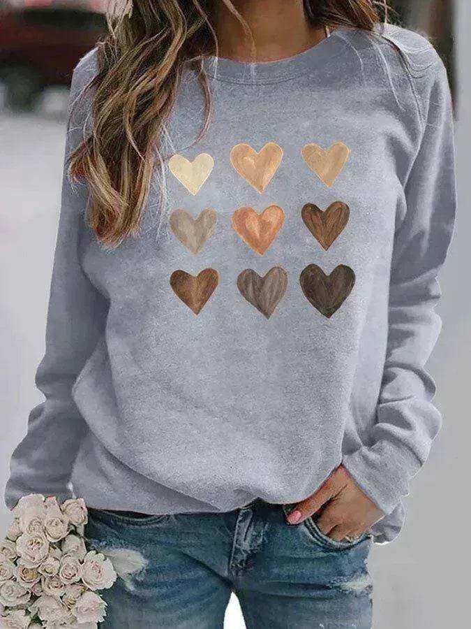 Women's Valentine's Day Printed Round Neck Sweater - www.Shopthatapp.com