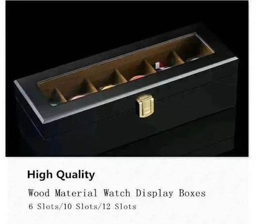 Wood Black Watch Storage Box Case Organizer Jewelry Holder - www.Shopthatapp.com