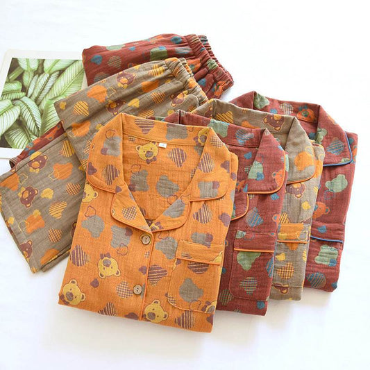 Woven Jacquard Lapel Pajamas Suit Loose - www.Shopthatapp.com