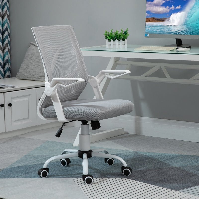 Office Chair, Gaming chair Ergonomic Desk Chair with Flip-up Arm and Lumbar Back Support for Home, Grey - www.Shopthatapp.com