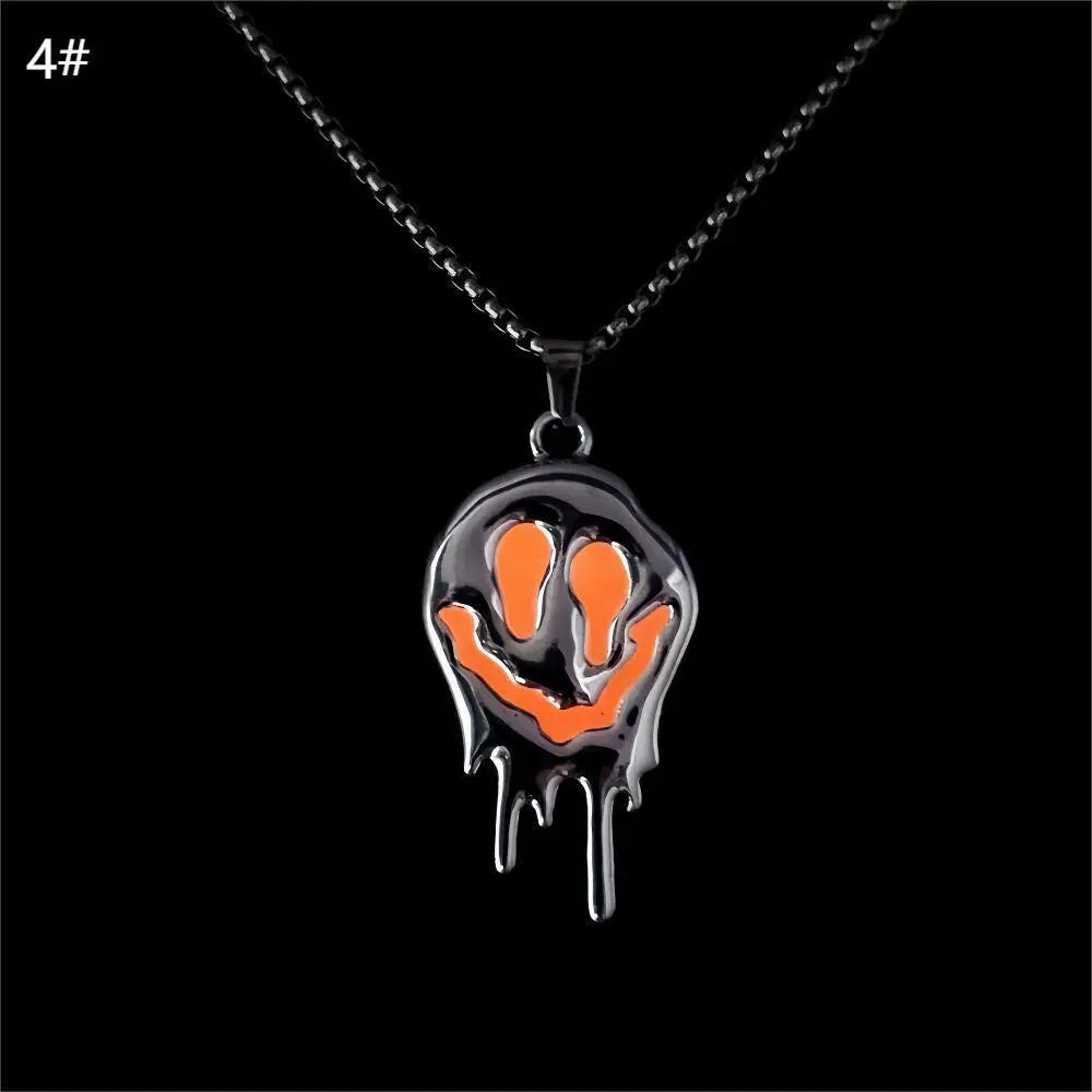 Zinc Alloy Noctilucent Necklace Halloween Ghost Glowing Grimace Pendant - www.Shopthatapp.com