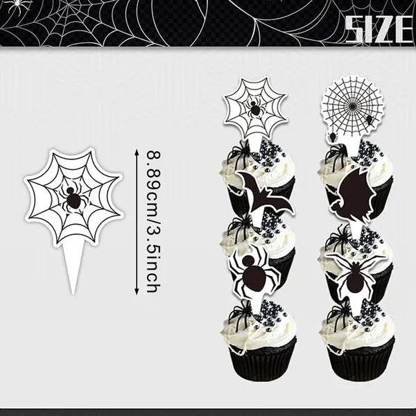 3 Tier Halloween Cupcake Stand Black Spider Web Cardboard Cupcake Stand Spider Bat Cupcake Toppers Halloween Cupcake Holder Tower For Halloween Birthday Party Supplies - www.Shopthatapp.com