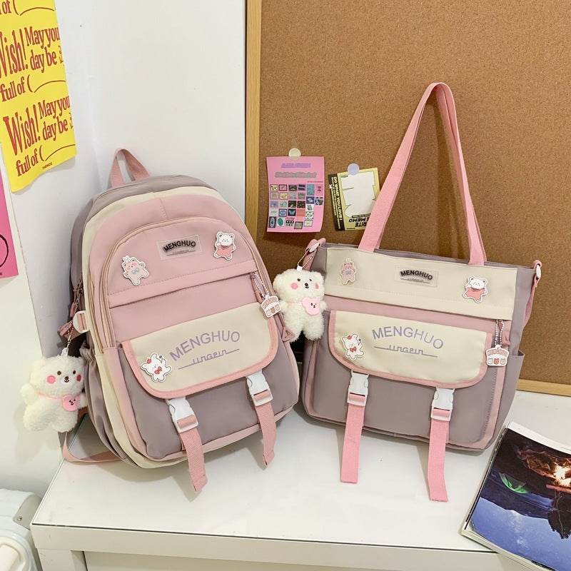 2pcs Large Capacity School College Girls Backpack Shoulder Bag - www.Shopthatapp.com