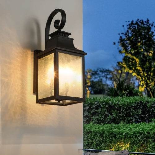 Large Outdoor Wall Light With Glass Supports Many Types Of Bulbs In 1 Pack - www.Shopthatapp.com