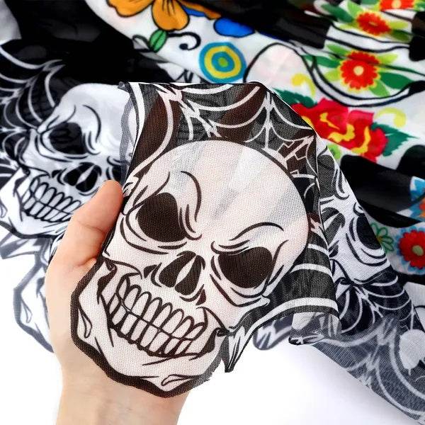 Halloween Skeleton Poncho, Lace Skeleton Halloween Costume Poncho Day Of The Dead Poncho For Women - www.Shopthatapp.com