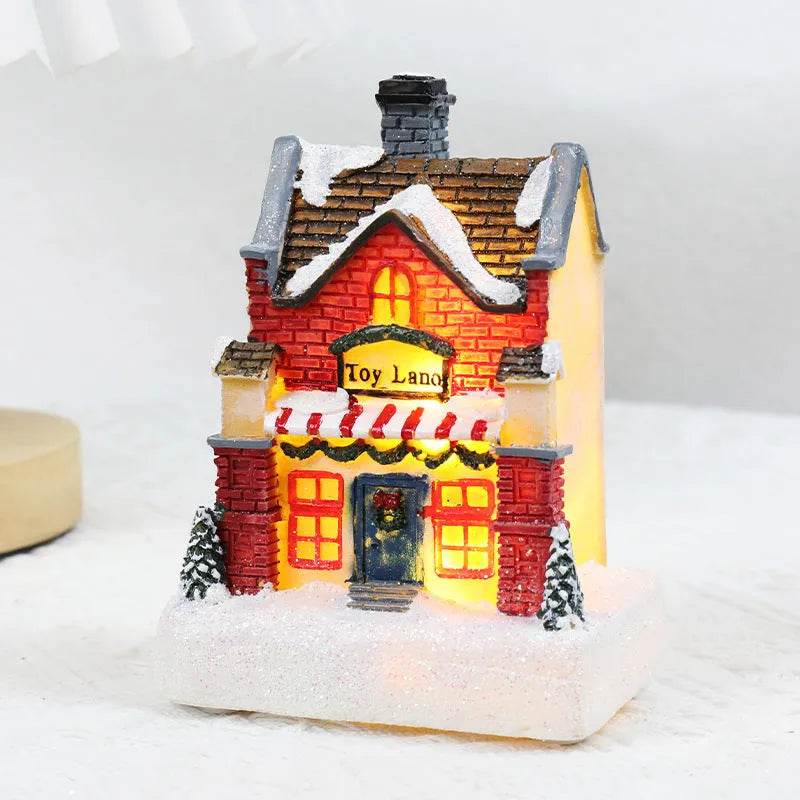 Christmas Decorations Resin Small House Luminous Ornaments - www.Shopthatapp.com