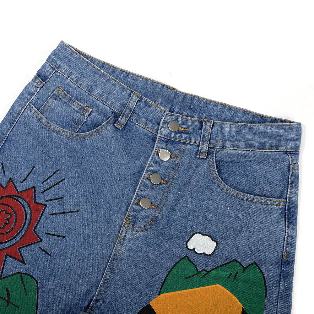 Cartoon Printed Jeans Pants Trousers For Women - www.Shopthatapp.com