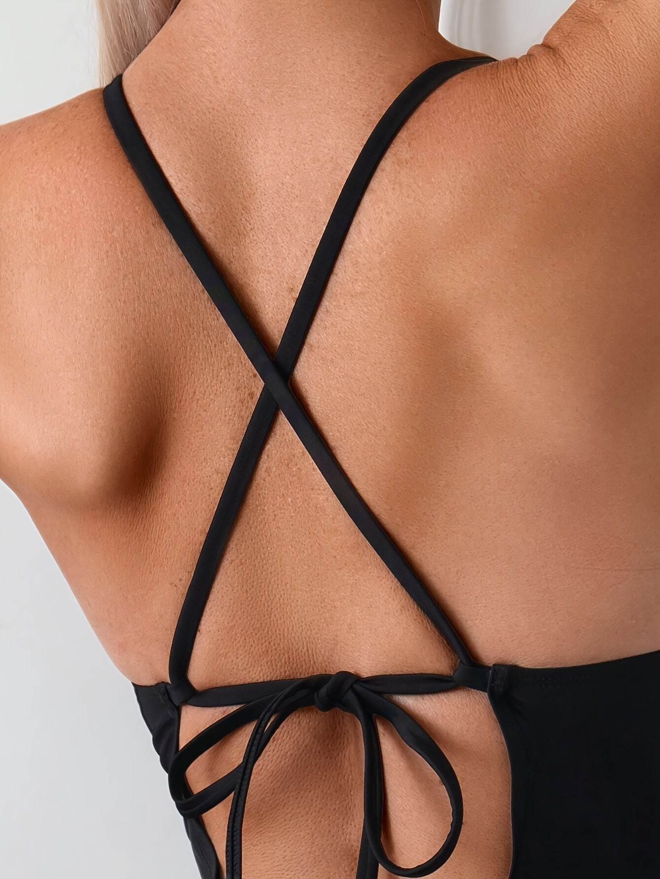 Elegant Women's Hollow Deep V neck One-piece Casual Swimsuit - www.Shopthatapp.com