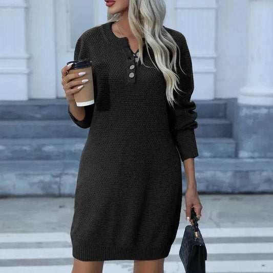 Autumn Winter Knitted Pullover Mini Sweater Dress - www.Shopthatapp.com