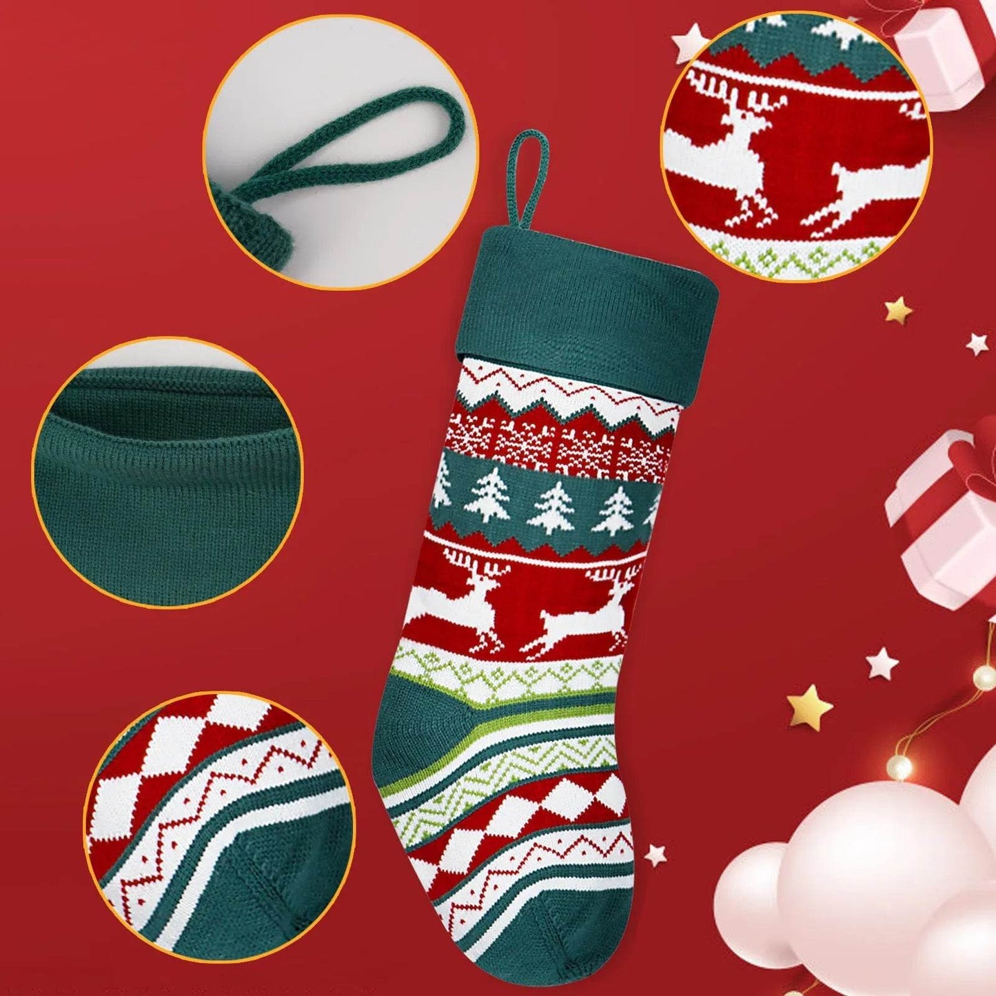 Christmas Stockings Candy Knitted Bag Wool - www.Shopthatapp.com