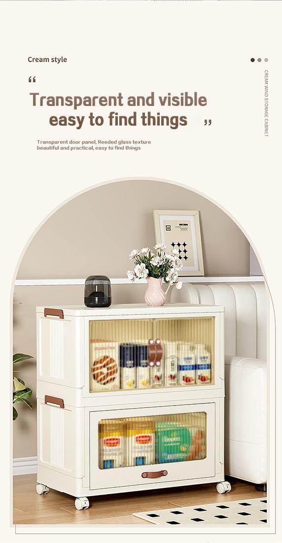 Baby Safety Transparent Opening Lid Indoor Home Decoration Storage Cabinet With Wheels - www.Shopthatapp.com