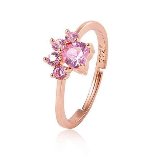 PetWithMe Adjustable Paw Ring with Sparkling Pink Gems - www.Shopthatapp.com