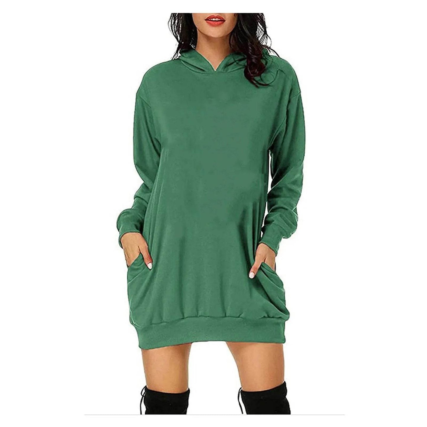 Women Solid Color Hat Dress Sweater Loose Feature Long Sleeves - www.Shopthatapp.com
