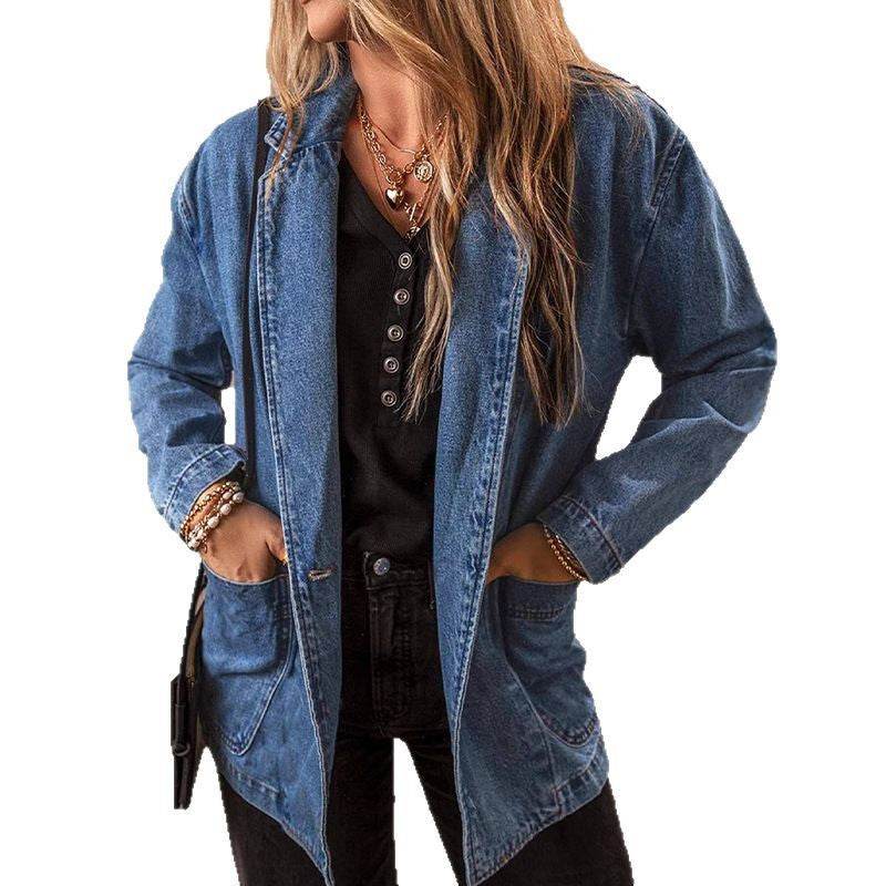 Jacket for Women – Classic Blue Denim Regular Fit - www.Shopthatapp.com