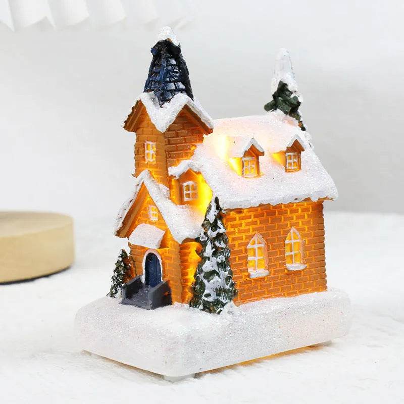 Christmas Decorations Resin Small House Luminous Ornaments - www.Shopthatapp.com