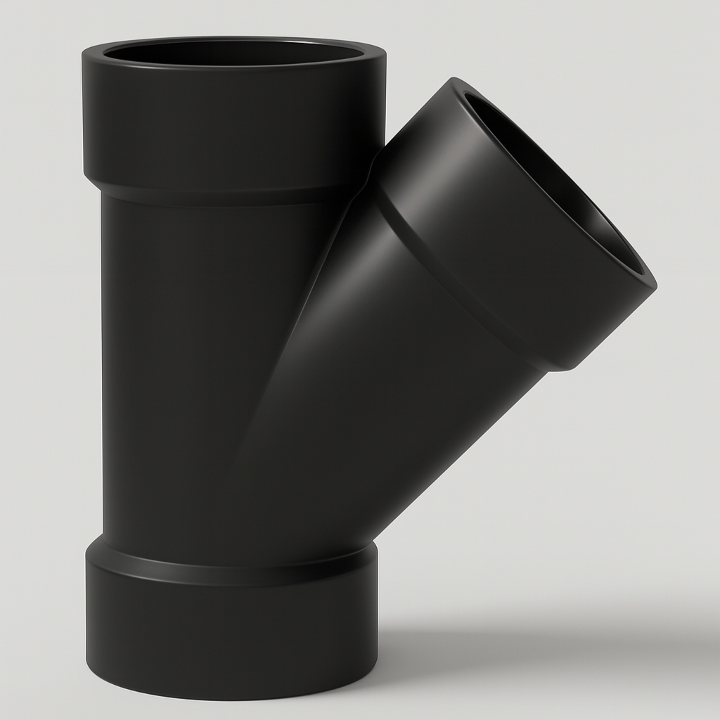 LESSO ABS 45° Reducing Wye — Hub × Hub × Hub DWV | 2″×2″×1-1/2″, 3″×3″×1-1/2″, 3″×3″×2″ | ASTM D2661, CSA B181.1, cUPC - www.Shopthatapp.com