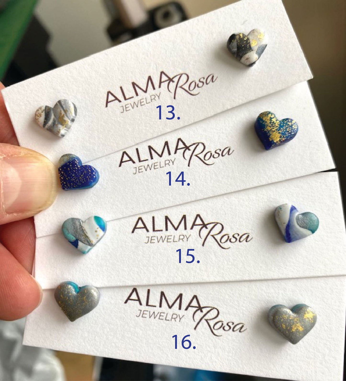 Alma Rosa Heart Stud Earrings Gold Leaf Design - Www.Shopthatapp.com