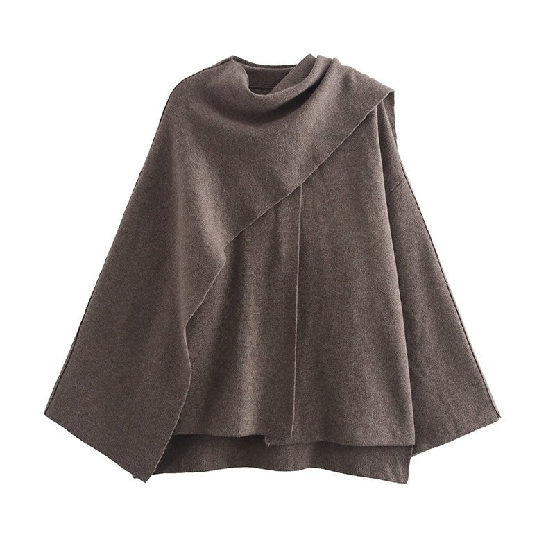 Arden Knitted Cardigan With Asymmetrical Scarf - www.Shopthatapp.com